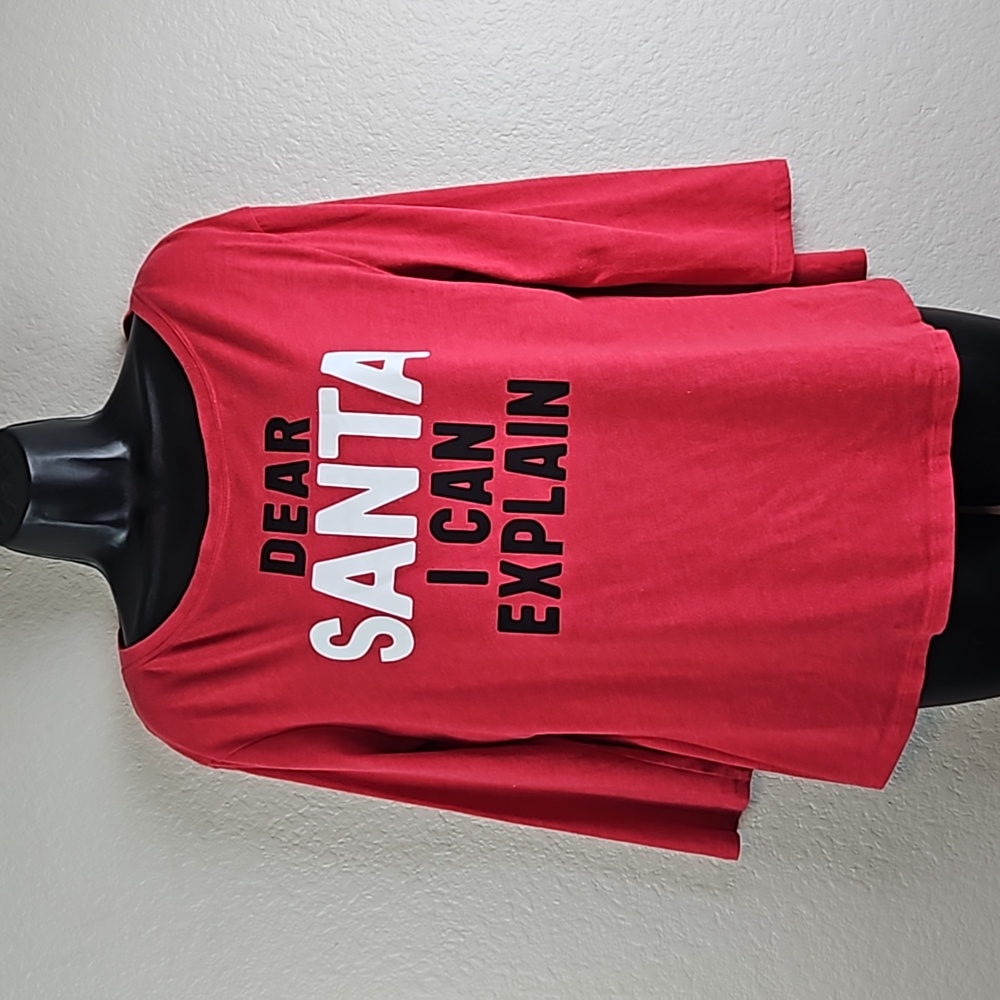 Victoria's Secret | Women's Red Graphic "Dear Santa I Can Explain" Pajama Top M